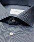 Eton Uni Color Merceized Filo di Scozia Jersey Jacquard Knit Shirt Dark Blue Melange
