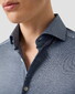 Eton Uni Color Merceized Filo di Scozia Jersey Jacquard Knit Shirt Dark Blue Melange