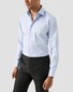 Eton Uni Color Organic Cotton Signature Twill Floral Contrast Fabric Overhemd Licht Blauw