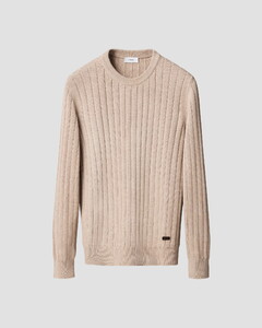 Eton Uni Color Rib Knit Luxury Organic Cotton Trui Beige