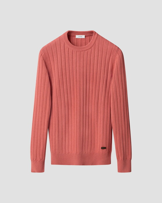 Eton Uni Color Rib Knit Luxury Organic Cotton Trui Roze