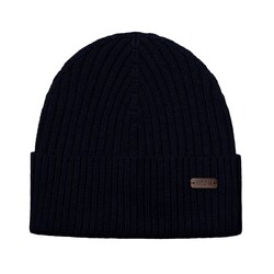 Eton Uni Color Rib Knit Wool Beanie Muts Navy