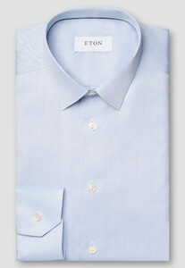 Eton Uni Color Signature Twill Pointed Collar Overhemd Licht Blauw
