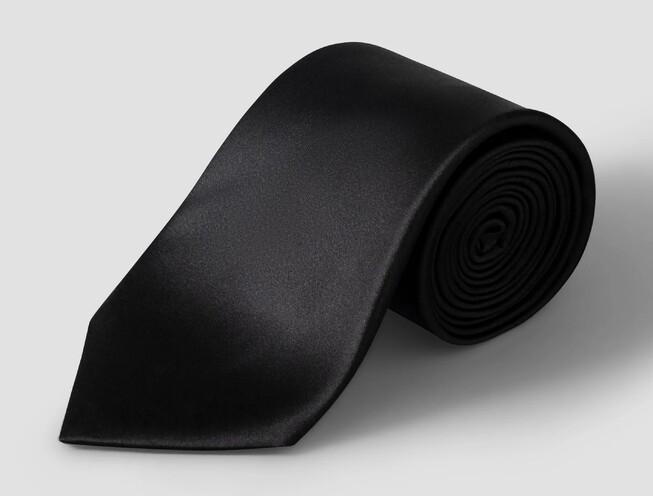 Eton Uni Color Silk Satin Stropdas Zwart