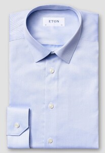 Eton Uni Cotton Signature Twill Pointed Collar Shirt Light Blue