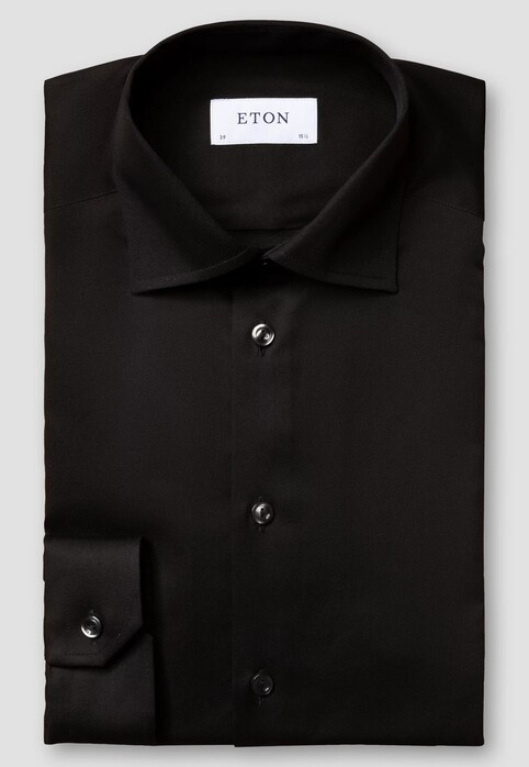 Eton Uni Cutaway Signature Twill Overhemd Zwart