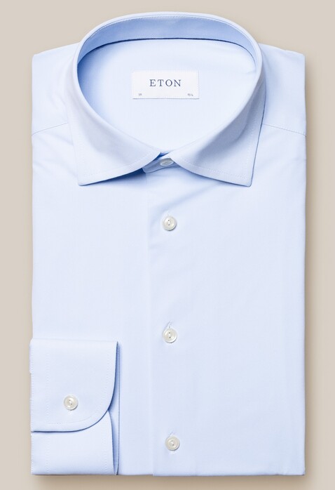 Eton Uni Four Way Stretch Overhemd Licht Blauw