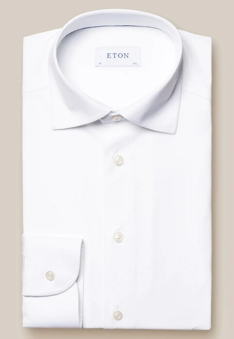 Eton Uni Four Way Stretch Overhemd Wit