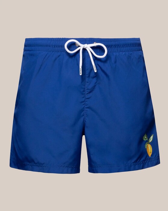 Eton Uni Lemon Pattern Detail Elasticated Waistband Swim Short Donker Blauw