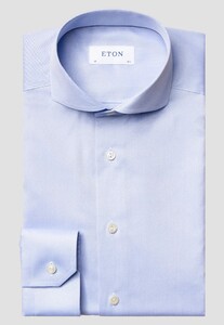 Eton Uni Signature Twill Extreme Cutaway Collar Overhemd Licht Blauw