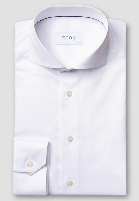 Eton Uni Signature Twill Extreme Cutaway Collar Overhemd Wit