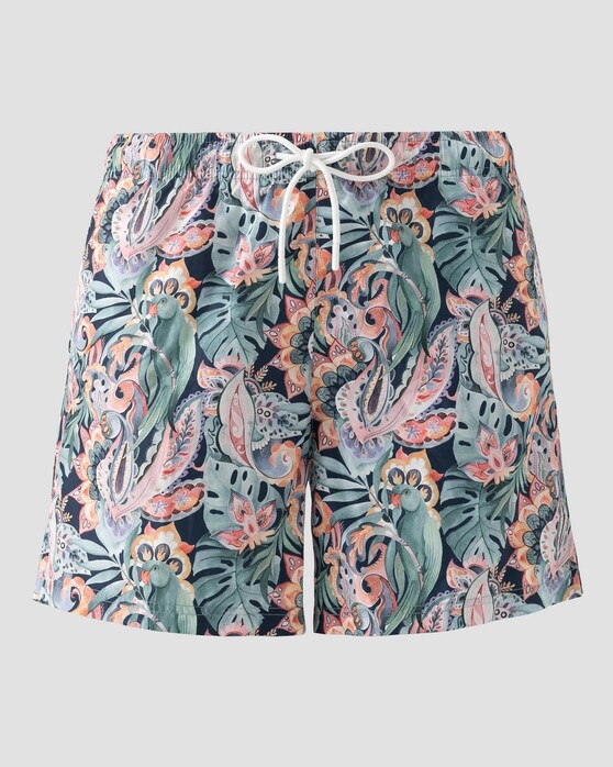 Eton Vibrant Floral Pattern Drawstring Swim Short Multicolor
