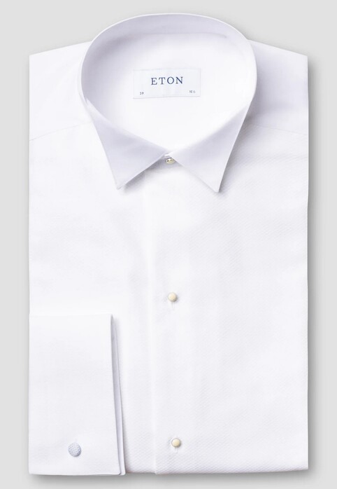 Eton Wing Collar Classic Evening Piqué Overhemd Wit