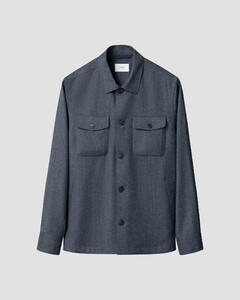 Eton Wool Flannel Shirt Jacket Overshirt Dark Evening Blue