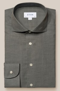 Eton Wrinkle Free Flannel Overhemd Licht Groen