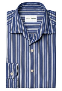 Eton x Tretorn Striped One Piece Collar Overhemd Blauw