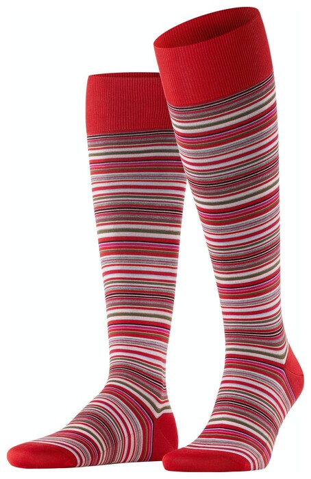 Falke Microblock Stripe Kniekousen Rood