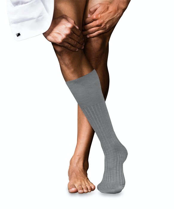 Falke No. 13 Finest Piuma Cotton Knee High Kniekousen Mid Grey Melange