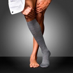 Falke No. 6 Finest Merino and Silk Kniekous Kniekousen Licht Grijs Melange