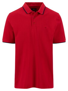 Fynch-Hatton 2-Ply Solid Piqué Tipping Details Polo Cranberry Red