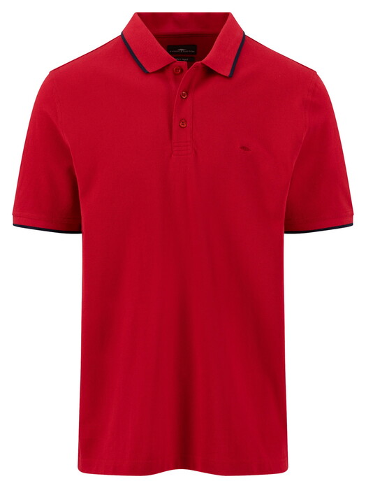 Fynch-Hatton 2-Ply Solid Piqué Tipping Details Polo Cranberry Red