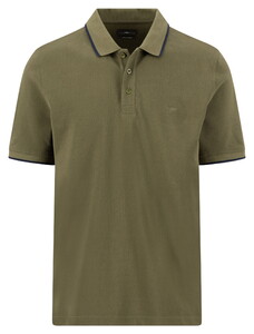 Fynch-Hatton 2-Ply Solid Piqué Tipping Details Polo Donker Khaki