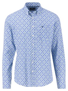 Fynch-Hatton Abstract Fantasy Pattern Overhemd Strong Blue
