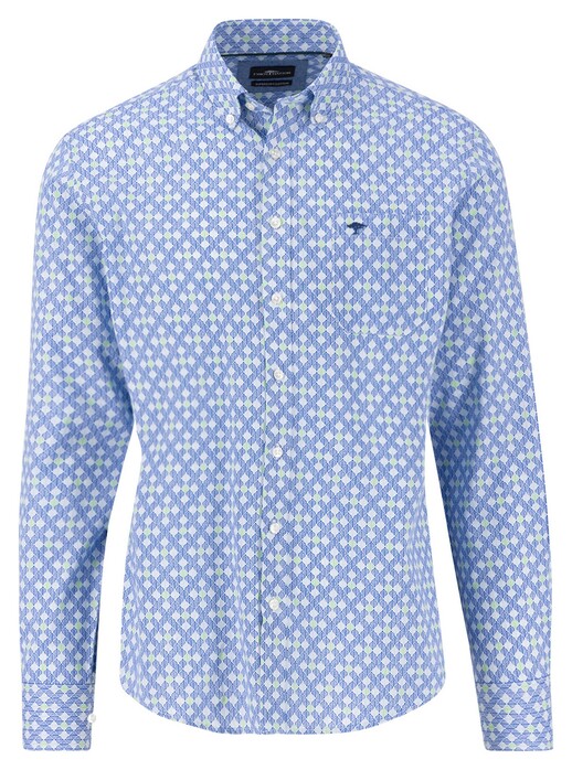 Fynch-Hatton Abstract Fantasy Pattern Overhemd Strong Blue