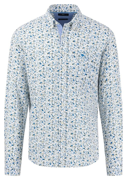 Fynch-Hatton Abstract Floral Pattern Button Down Overhemd Light Khaki