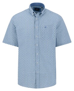 Fynch-Hatton Abstract Pattern Poplin Short Sleeve Overhemd Minty Green