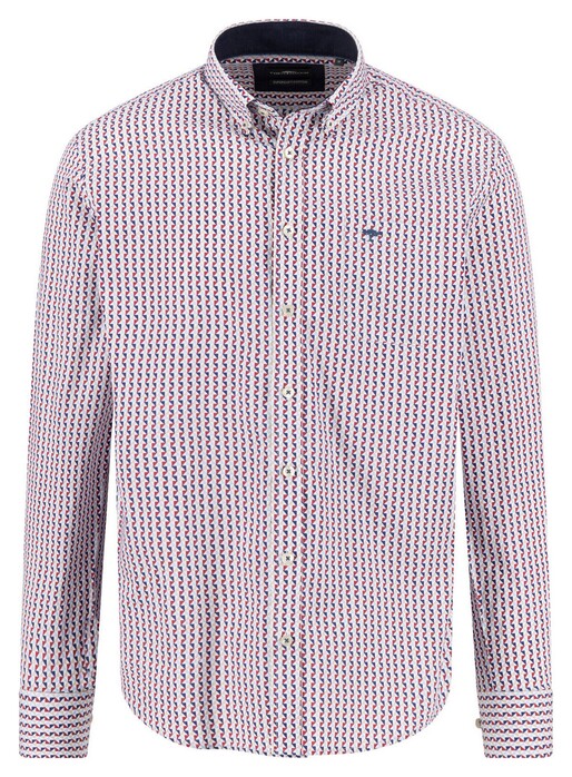 Fynch-Hatton Abstract Triangle Pattern Button-Down Overhemd Garnet Red