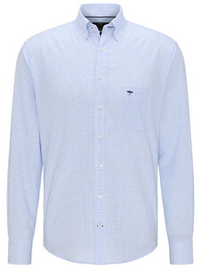 Fynch-Hatton All-Season Oxford Check Overhemd Licht Blauw