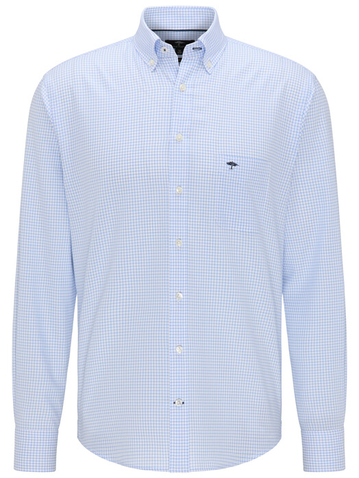 Fynch-Hatton All-Season Oxford Check Overhemd Licht Blauw