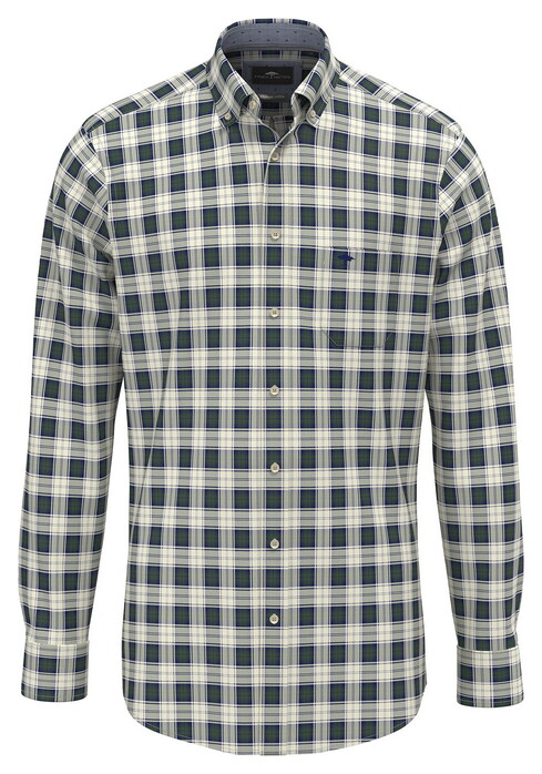 Fynch-Hatton Allover Check Button-Down Overhemd Dark Leaf