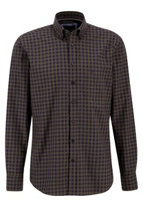 Fynch-Hatton Allover Check Button Down Overhemd Deep Forest