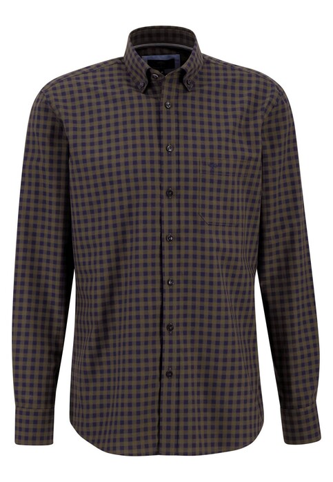 Fynch-Hatton Allover Check Button Down Overhemd Deep Forest
