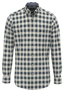 Fynch-Hatton Allover Check Button-Down Shirt Dark Leaf