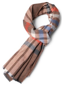 Fynch-Hatton Allover Check Pattern Scarf Flame