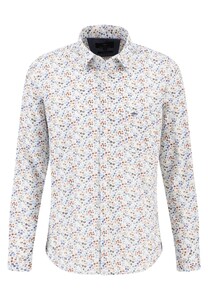 Fynch-Hatton Allover Colorful Mini Leaves Pattern Kent Collar Overhemd Burnt Orange-Multi