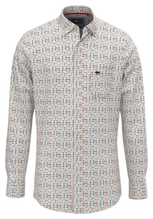Fynch-Hatton Allover Dot Pattern Button-Down Overhemd Poppy Red