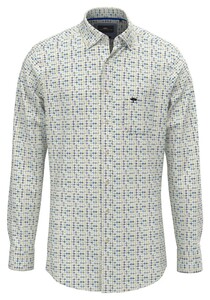 Fynch-Hatton Allover Dot Pattern Button-Down Overhemd Turf Green