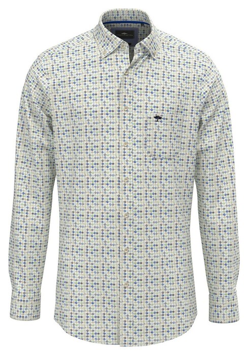 Fynch-Hatton Allover Dot Pattern Button-Down Overhemd Turf Green