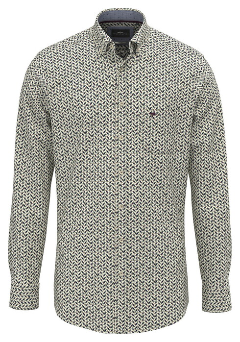 Fynch-Hatton Allover Fantasy Mini Squares Shirt Dark Leaf