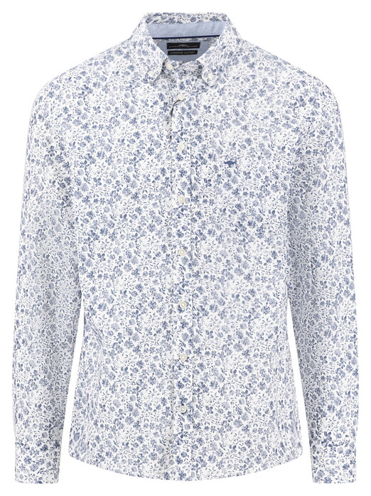 Fynch-Hatton Allover Floral Pattern Superfine Cotton Button-Down Overhemd Horizon