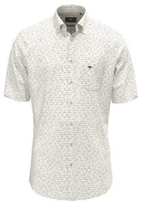 Fynch-Hatton Allover Graphic Pattern Short Sleeve Overhemd Magnolia