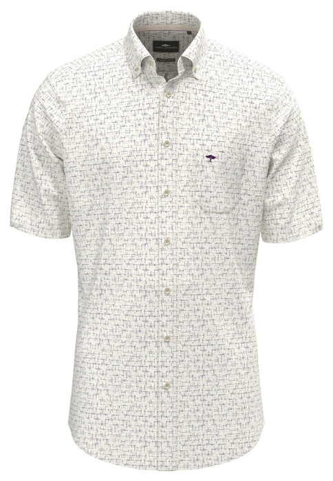 Fynch-Hatton Allover Graphic Pattern Short Sleeve Overhemd Magnolia