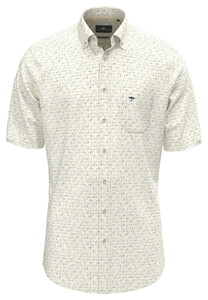 Fynch-Hatton Allover Graphic Pattern Short Sleeve Shirt Pale Yellow