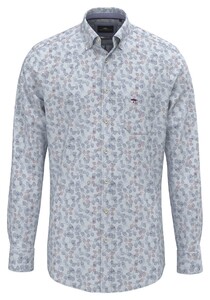 Fynch-Hatton Allover Leaf Pattern Overhemd Deep Merlot