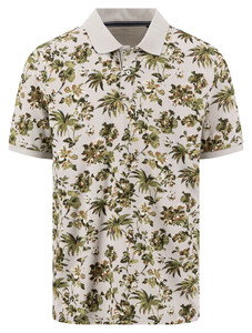 Fynch-Hatton Allover Leaves Floral Pattern Polo Cement-Green