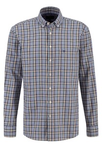 Fynch-Hatton Allover Mini Checks Button Down Overhemd Sage Green